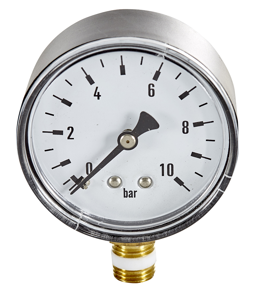Manometer unten  0 - 10 bar